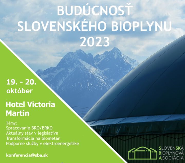 Pozývame vás na 9. ročník odbornej konferencie SBA – Budúcnosť slovenského bioplynu 2023
